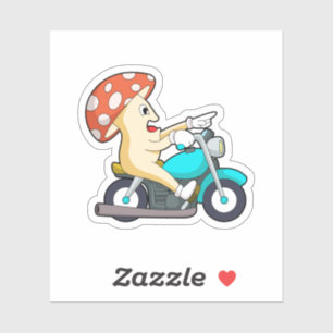 Mushroom som Biker med motorcykel Klistermärken