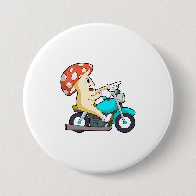 Mushroom som Biker med motorcykel Knapp (Framsida)