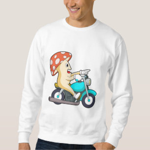 Mushroom som Biker med motorcykel Lång Ärmad Tröja