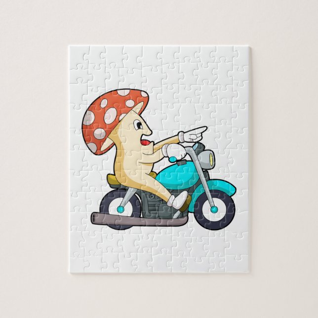 Mushroom som Biker med motorcykel Pussel (Vertikal)