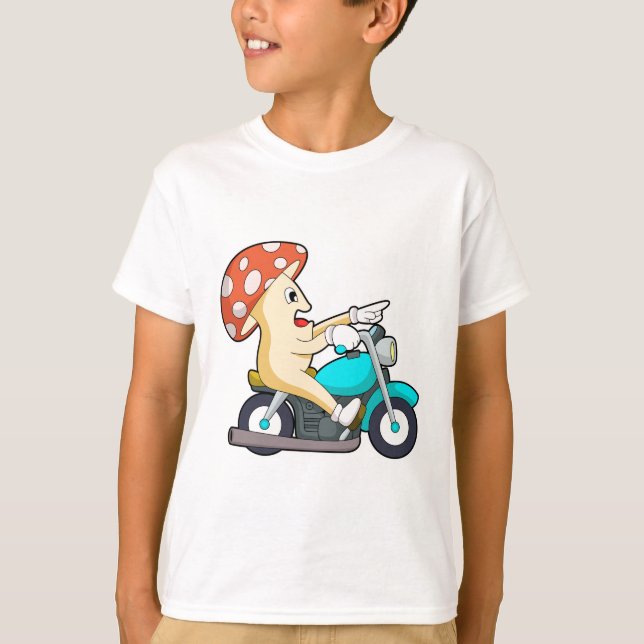 Mushroom som Biker med motorcykel T Shirt (Framsida)