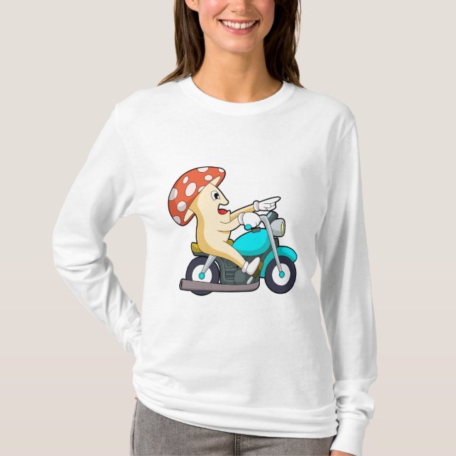 Mushroom som Biker med motorcykel T Shirt (Framsida)