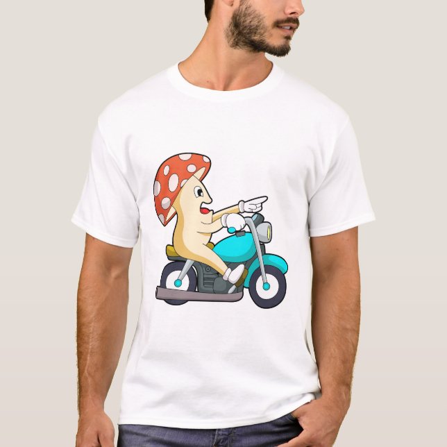 Mushroom som Biker med motorcykel T Shirt (Framsida)