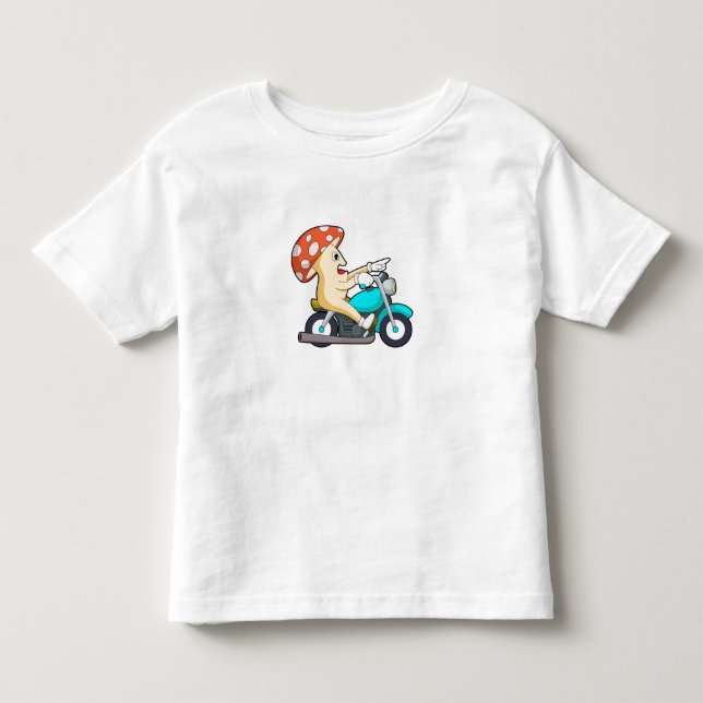 Mushroom som Biker med motorcykel T Shirt (Framsida)