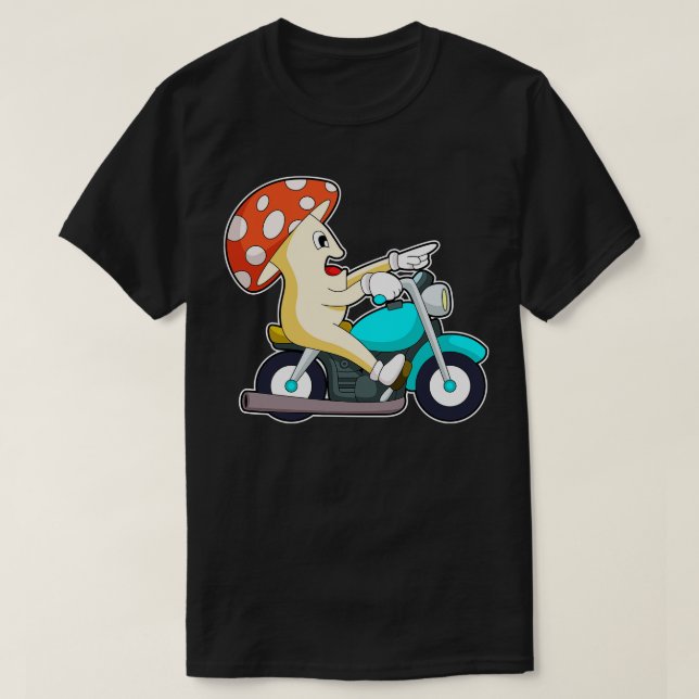 Mushroom som Biker med motorcykel T Shirt (Design framsida)