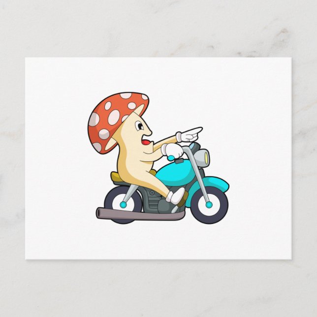 Mushroom som Biker med motorcykel Vykort (Framsida)