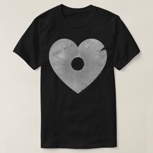Mushroom Spore Heart Fungi Mycology Foraging Kärle T Shirt (Design framsida)