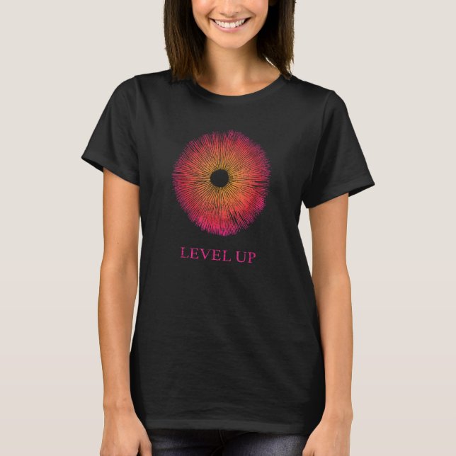Mushroom Spore Print Level Up Psychedelic Mycology T Shirt (Framsida)