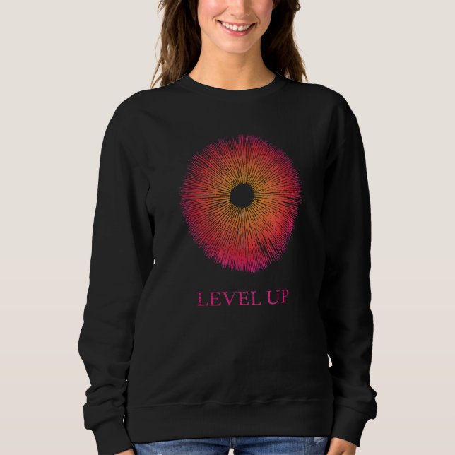 Mushroom Spore Print Level Up Psychedelic Mycology T Shirt (Framsida)