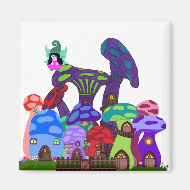 Mushroom-stad med mejerimagnet magnet (Framsidan)