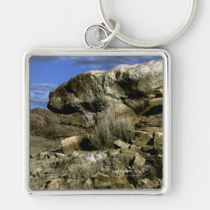 Mushroom Sten Fyrkantig Silverfärgad Nyckelring