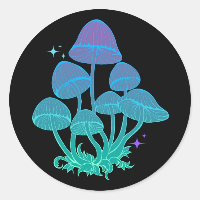 Mushroom Sticker Runt Klistermärke (Framsida)