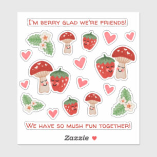 Mushroom Strawberry Valentine Sticker Lakan Klistermärken