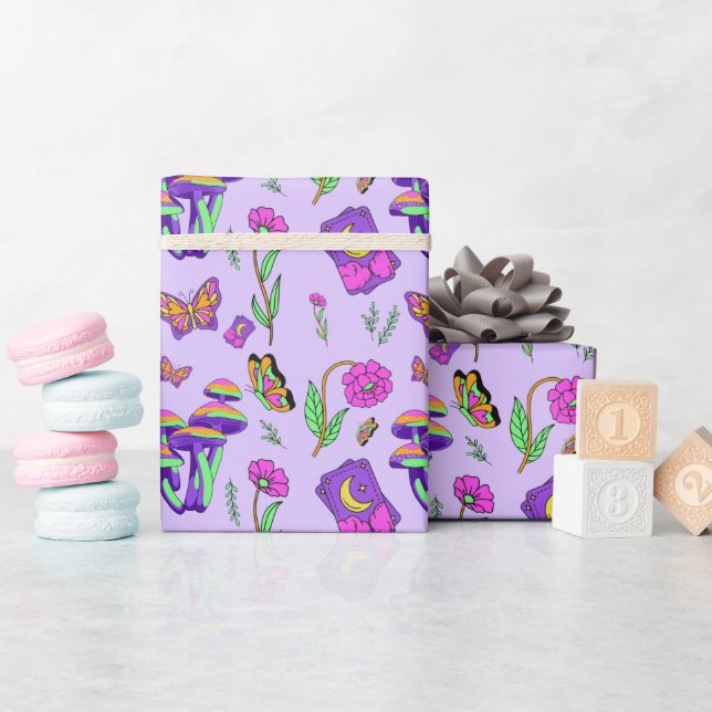 Mushroom Tarot Vibrant Psychedelic Esoteric Presentpapper (Baby Shower)