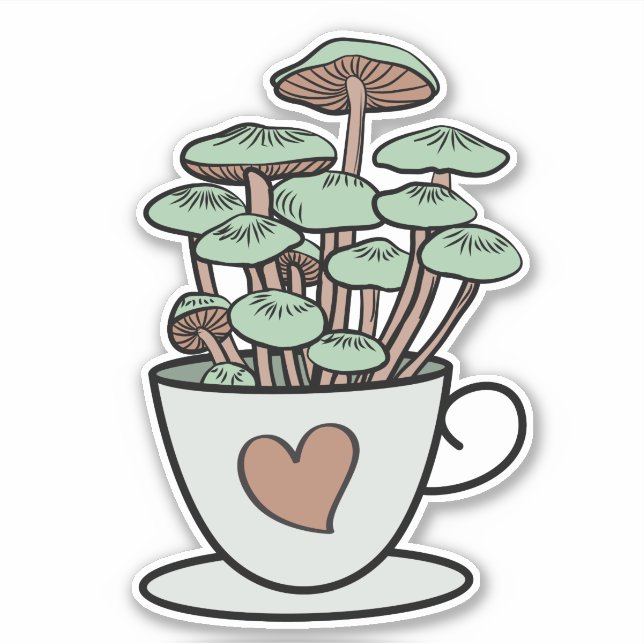 Mushroom Tea/Coffee Kopp Sticker Klistermärken (Framsida)