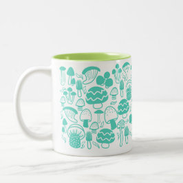 Mushroom Teal White Mugg
