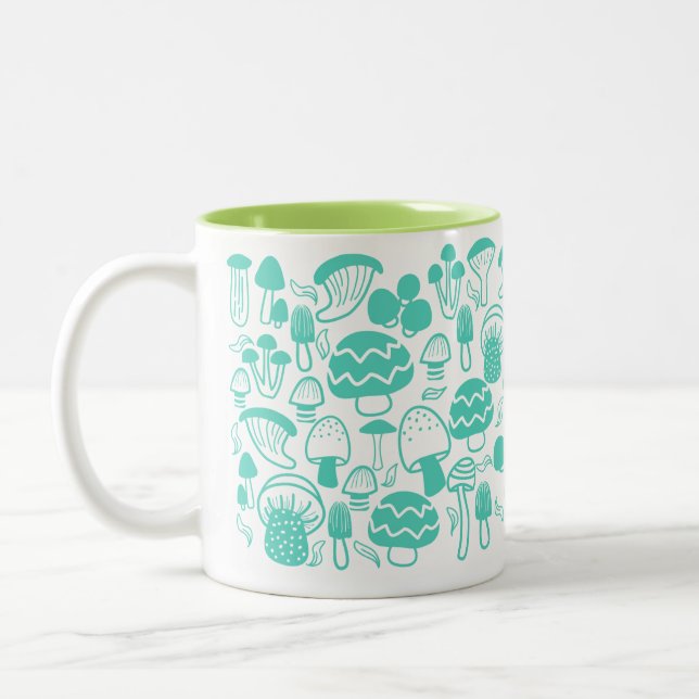 Mushroom Teal White Mugg (Vänster)
