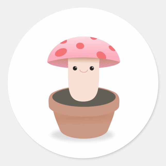 Mushroom-tecken Runt Klistermärke (Framsida)
