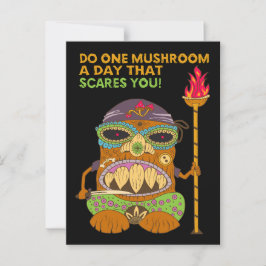 Mushroom Tiki Chef med Funny Quote, svart Vykort