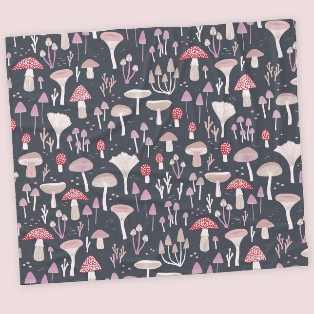 Mushroom Toadstool Fungi Fleecefilt (Mushroom toadstool and fungi fleece blanket)