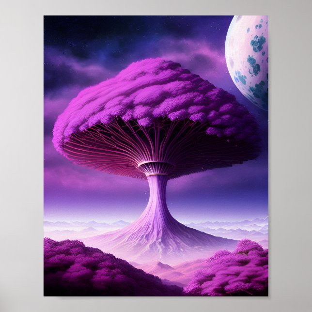 Mushroom Träd Poster (Framsidan)