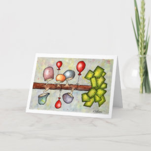 Mushroom Träd Watercolor Greeting Card Kort