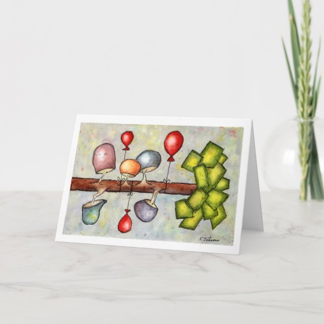 Mushroom Träd Watercolor Greeting Card Kort (Framsida)