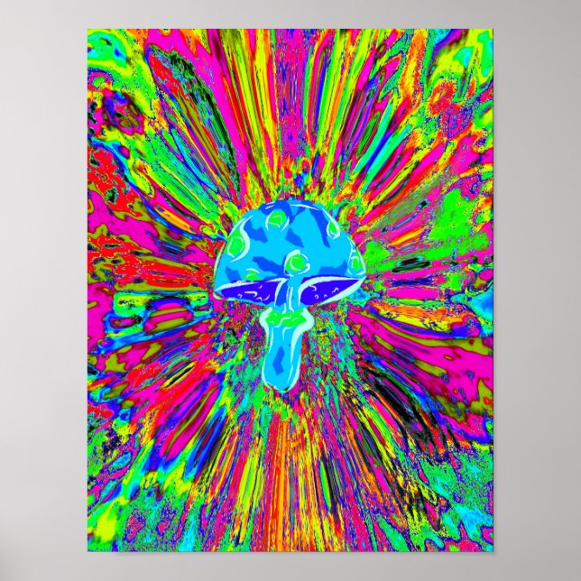 Mushroom Tye Dye Neon Poster (Framsidan)