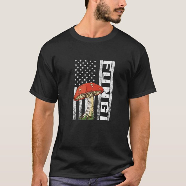 Mushroom USA flagga America Fungi Morels Hunter My T Shirt (Framsida)