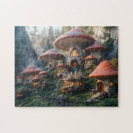 Mushroom Village Gnome Cottagecore Toadstool Pussel