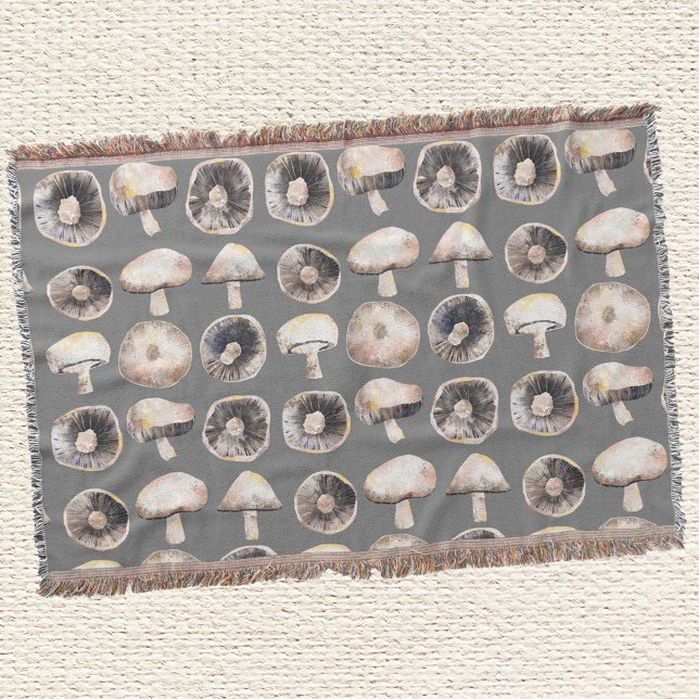 Mushroom Watercolor Filt (Mushroom watercolor art throw blanket)