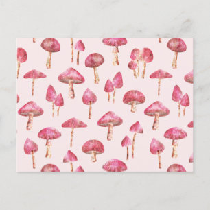Mushroom Watercolor Mönster Vykort