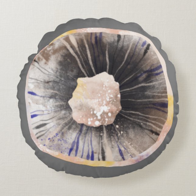 Mushroom Watercolor Rund Kudde (Framsidan)