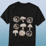 Mushroom Watercolor T Shirt<br><div class="desc">Minimalistisk vattenfärgsmålning av svampar i neutralter av brunt och grått. Originalkonst av Nic Squirrell. Perfekt för vegetarianer, veganer, kockar och köksmästare.</div>