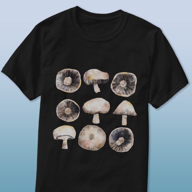 Mushroom Watercolor T Shirt (Mushrooms or toadstools watercolor art t-shirt)