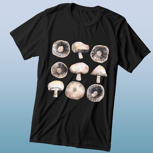 Mushroom Watercolor T Shirt (Mushroom and toadstool fungi art triblend t-shirt)