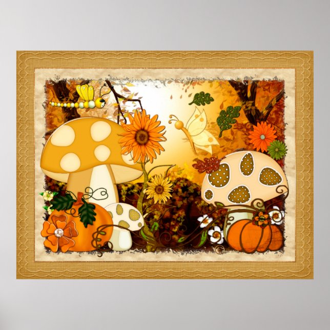 Mushroom Whimsical Autumn Fantasy Poster (Framsidan)