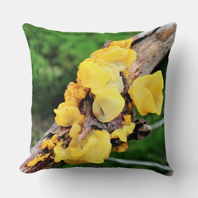 Mushroom Witches Butter Fungus Mycelium Gult Kudde (Framsida)