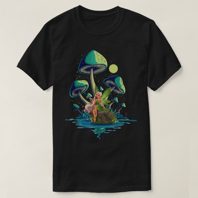 Mushroom With A Cute Fairy Morel Mushroom Fungus M T Shirt (Design framsida)
