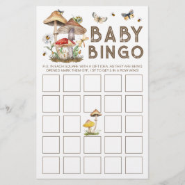 Mushroom Woodland Baby Shower Bingo Card | Whimsic