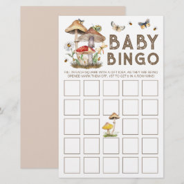 Mushroom Woodland Baby Shower Bingo Card | Whimsic