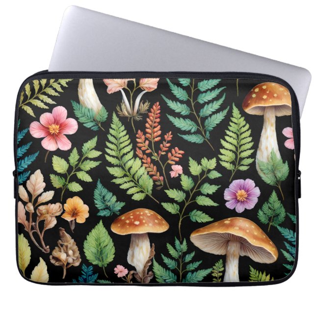 Mushroom Woodland Forest Fern Art Laptop Fodral (Framsidan)
