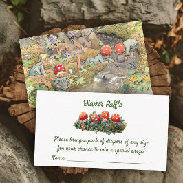 Mushroom Woodland Frog Baby Shower Diaper Raffle Tilläggskort