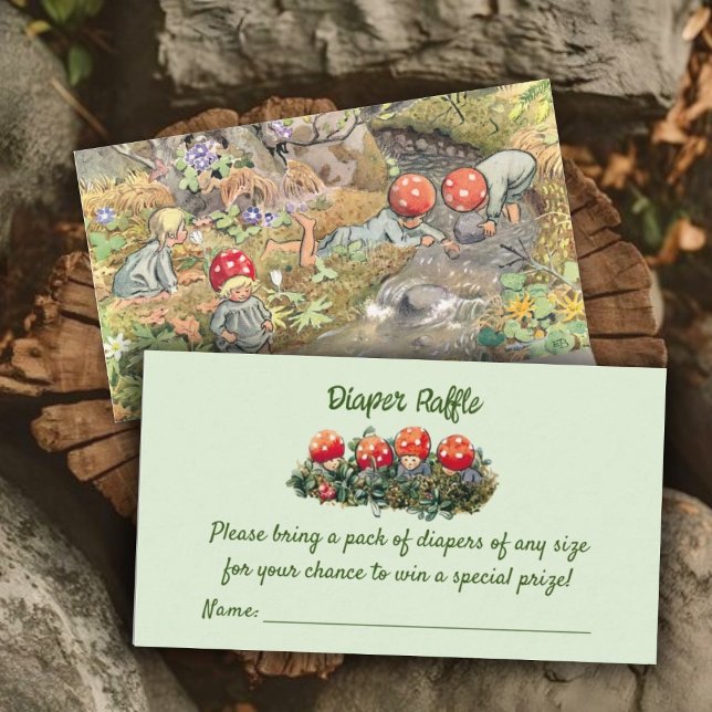 Mushroom Woodland Frog Baby Shower Diaper Raffle Tilläggskort (Skapare uppladdad)