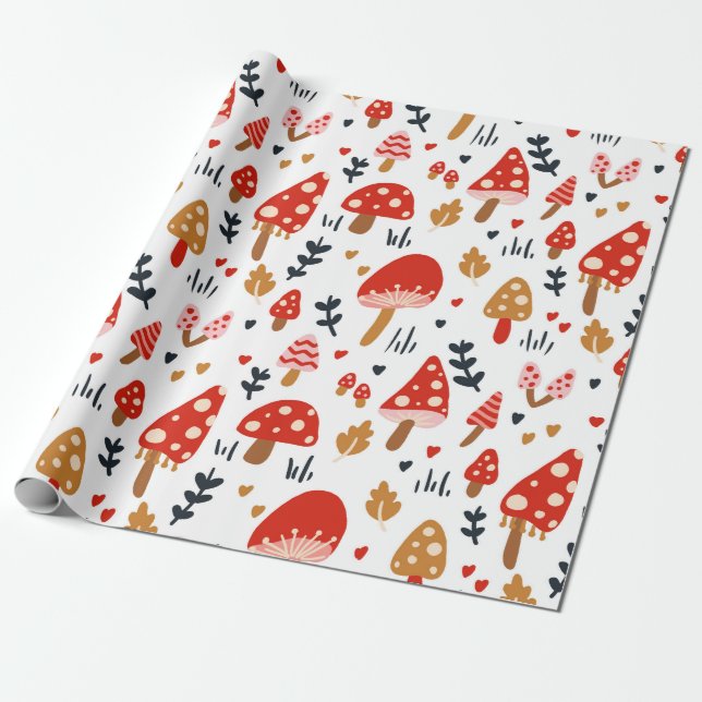 Mushroom Woodland Kathrin Legg Baby Kids Presentpapper (Utrullad)