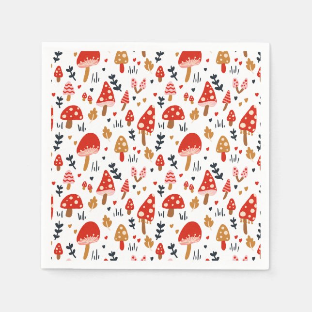 Mushroom Woodland Kathrin Legg Red Mushroom Party Pappersservett (Framsidan)