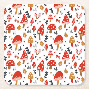 Mushroom Woodland Kathrin Legg Red Mushroom Party Underlägg Papper Kvadrat