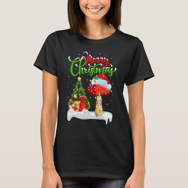 Mushroom   Xmas Decorations Santa Mushroom Christm T Shirt (Framsida)