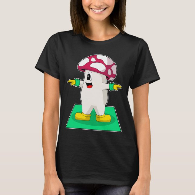 Mushroom Yoga Fitness Gymnastics T Shirt (Framsida)