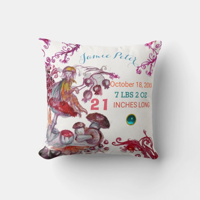 MUSHROOMS BOY BABY SHOWER Baby Status Kudde (Framsida)